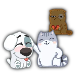 💔 cachorro, gato, adesivo, desenho animado, animais, fofo telegram sticker