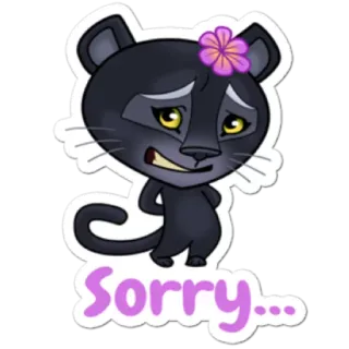 💢 Sorry... kucing, maaf, imut, binatang, sedih, bunga telegram sticker