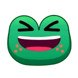 😆 rana, emoji, verde, riendo, feliz, dibujos animados telegram sticker