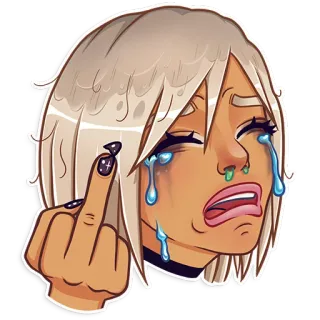 😭 stiker, jari tengah, kasar, emosi, menangis, kesal telegram sticker