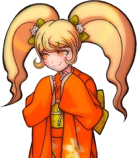 🌟 Hiyoko Saionji Danganronpa animé, manga, jeu vidéo, blonde, nattes, kimono, mignon telegram sticker