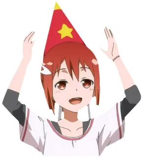 🎉 Anime, Garota, Chapéu de festa, Desenho animado telegram sticker