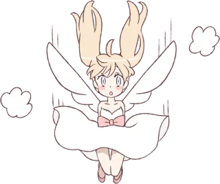 👼 anjo, asas, fofo, kawaii, desenho animado, loira telegram sticker