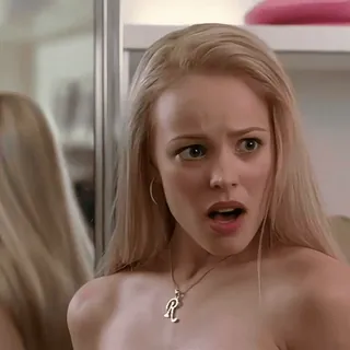 ♥️ Regina George Mean Girls film, Lolita malgré moi, Regina George, choqué, blonde, Rachel McAdams, film pour ados telegram sticker