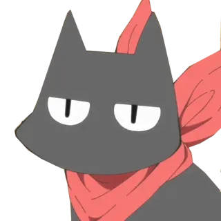 😑 кот, стикер, аниме, красный шарф telegram sticker