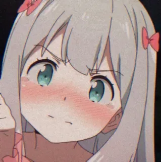 🥺 Аниме, Девушка, Мультфильм, Милый, Румянец, Злой telegram sticker