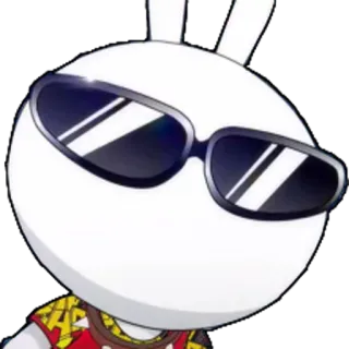 😎 conejo, dibujo animado, personaje, gafas de sol, animal, blanco telegram sticker