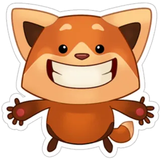 😀 tier, cartoon, fuchs, niedlich, glücklich, aufkleber telegram sticker