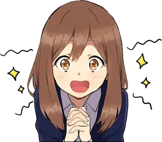 😊 dziewczyna anime, słodka, podekscytowana, iskra, radosna telegram sticker