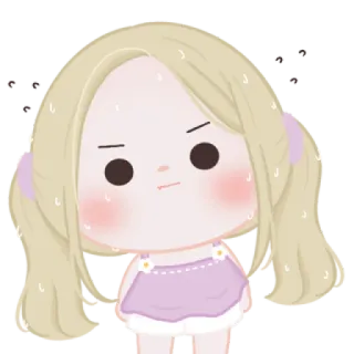 🍬 dibujo animado, sticker, chica, sudando, molesta, linda telegram sticker