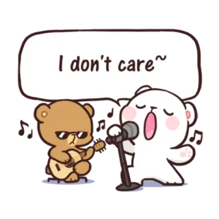 🎤 I don't care~ ursos, guitarra, microfone, cantando, desenho animado, fofo telegram sticker