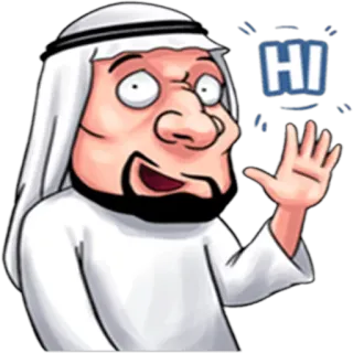 🖐 HI cartoon, greeting, friendly, man, arab telegram sticker