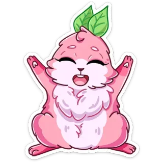 🎉 การ์ตูน, น่ารัก, สัตว์, สีชมพู, คาวาอิ, มีความสุข telegram sticker