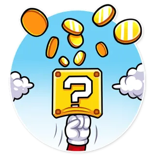 🥳 super mario, bloco de interrogação, moedas, jogo, arcade, nintendo telegram sticker