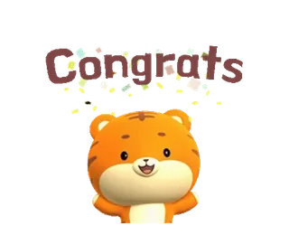 🎉 Congrats 恭喜, 老虎, 庆祝, 可爱, 问候, 动物 telegram sticker