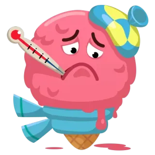 😓 мороженое, болен, термометр, грустный, рожок, больной, грипп telegram sticker