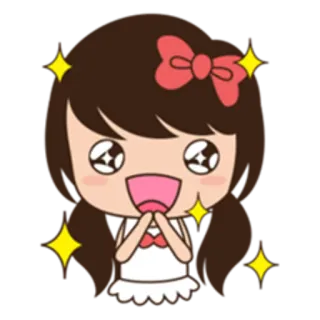 🤗 การ์ตูน, ผู้หญิง, มีความสุข, น่ารัก, ประกาย, อนิเมะ telegram sticker