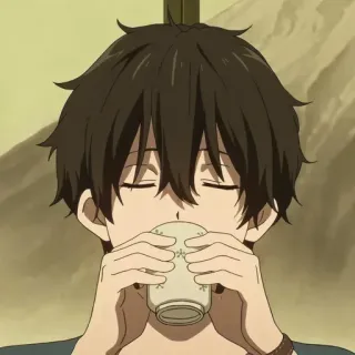 💞 anime, bevanda, ragazzo, rilassante, tazza, tè telegram sticker