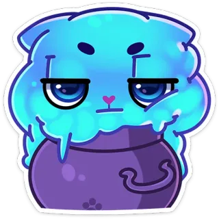 😐 gato, baba, olla, dibujo animado, mascota telegram sticker