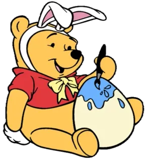🎨 Winnie the Pooh winnie the pooh, pasqua, coniglio, uovo, pittura, cartone animato whatsapp sticker