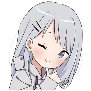 👍 anime, girl, kawaii, wink, cute, white hair telegram sticker
