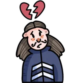 💔 smutny, złamane serce, kreskówka, melancholia, emocja, rozstanie telegram sticker