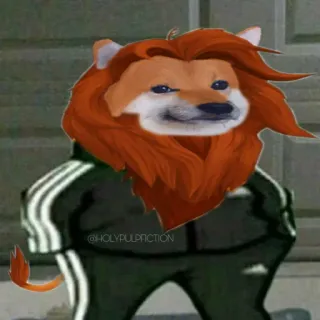 🦁 도지, 사자, 동물, 밈, 웃긴, 개 telegram sticker