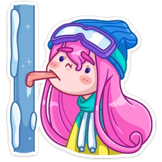 😰 adesivo, personaggio, sci, inverno, carino, neve, cartone animato telegram sticker