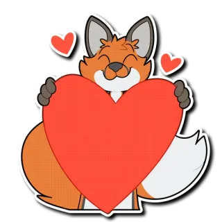 ❤️ raposa, coração, amor, animal, fofo, desenho animado, adesivo telegram sticker
