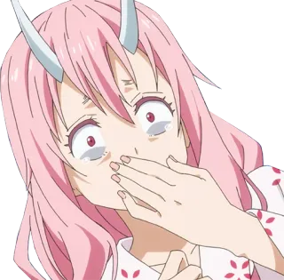 🤢 anime, chorando, chocado, cabelo rosa, chifres telegram sticker