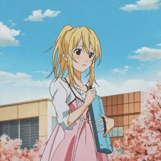 🩰 Kaori Miyazono Your Lie in April Anime, Karakter, Kaori, Miyazono, Meisje, Blond, Muziek telegram sticker