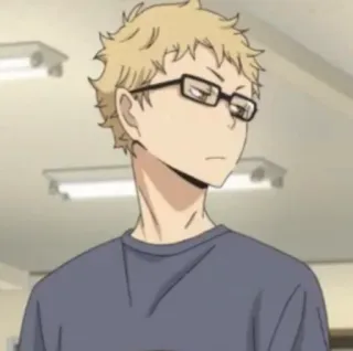 ✨ Tsukishima Kei Haikyuu!! anime, character, tsukishima kei, haikyuu, glasses, blond hair telegram sticker