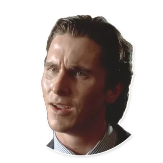😟 Patrick Bateman American Psycho American Psycho, Patrick Bateman, Filme, Christian Bale, Serial killer, Anos 80 telegram sticker