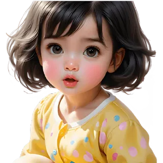 😳 criança, fofo, adesivo, desenho animado, menina, adorável telegram sticker