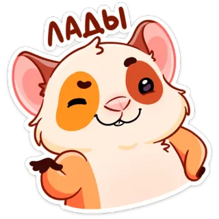 😙 ЛАДЫ criceto, cartone animato, animale, carino, occhiolino, adesivo telegram sticker