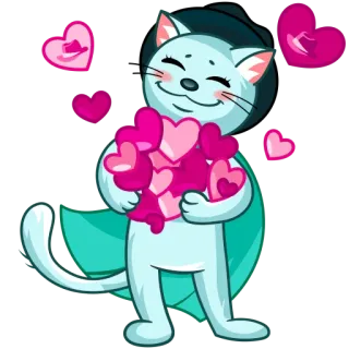 ❤️ gato, corazones, amor, dibujos animados, lindo, animal telegram sticker