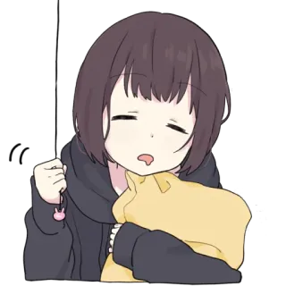 😴 动漫, 女孩, 可爱, 困倦, Q版, 卡通, 卡哇伊 telegram sticker