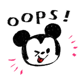 😐 oops! cartone animato, mickey mouse, oops, errore, fumetto, carino whatsapp sticker