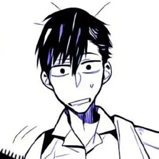 🫐 Anime, Manga, Ragazzo, Persona, Capelli neri, Preoccupato, Cartone animato telegram sticker