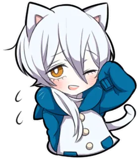 😅 Anime, Kocie uszy, Słodkie, Chibi, Kawaii, Kreskówka, Naklejka telegram sticker