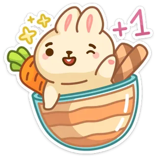 😉 +1 rabbit, carrot, cute, animal, kawaii, bunny telegram sticker