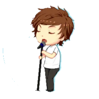 🎤 chibi, singer, microphone, cartoon, cute, anime style, singing telegram sticker