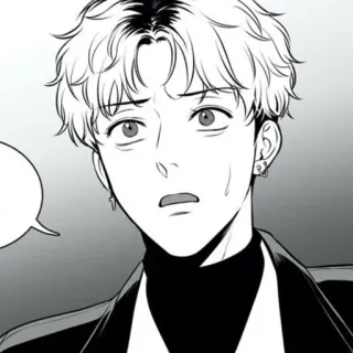 ✉️ man, cartoon, black and white, portrait, worried, anime telegram sticker
