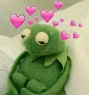🥰 Kermit kermit, grenouille, coeurs, amour, mignon, réconfortant, mème whatsapp sticker