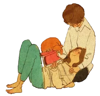 😒 couple, lecture, amour, ensemble, détente whatsapp sticker