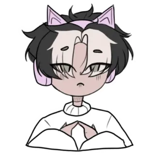 ⚪️ Anime, Kawaii, Urocze, Kocie uszy, Postać, Grafika cyfrowa, Naklejka telegram sticker