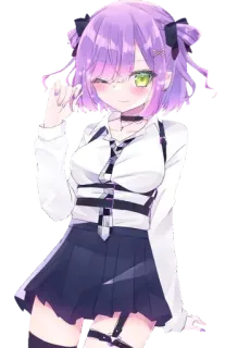 💞 Anime, Mädchen, Süß, Lila Haare, Schuluniform, Kawaii, Sticker telegram sticker