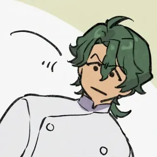 😕 Estilo anime, Chef, Cabelo verde, Desenho animado, Retrato de personagem telegram sticker