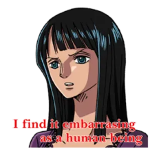 😐 Nico Robin One Piece I find it embarrassing as a human-being anime, One Piece, Nico Robin, memalukan, lucu, stiker whatsapp sticker