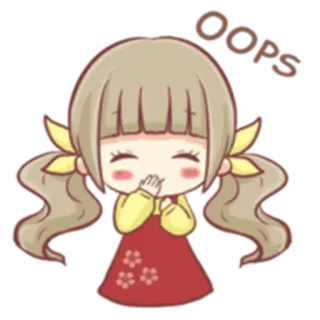 🤭 OOPS мультфильм, девушка, милый, ой, извинение telegram sticker